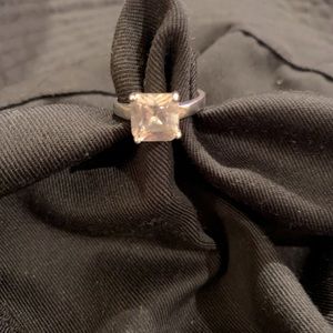 Silver Stamped 925 Ring with Rhinestone